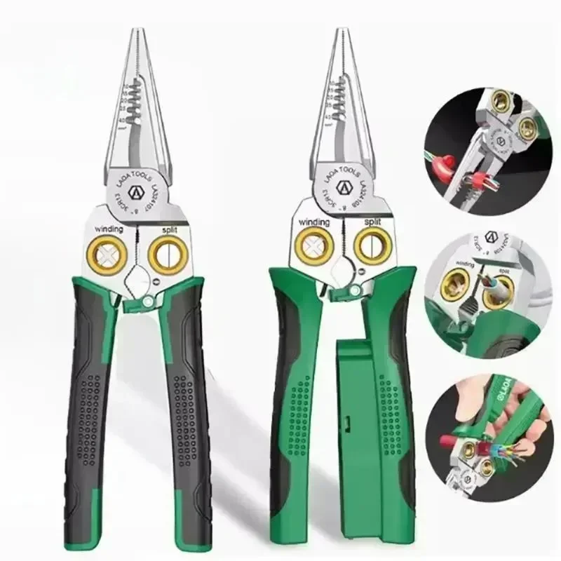 Multifunctional Wire Stripping Scissors Stainless Steel Nonslip Wire Stripping Pliers Cable Cutters Electrician Measuring Pliers 4