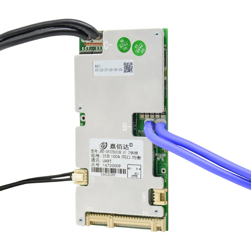 JBD BMS 6S 7S 8S 10S 12S 13S 14S 16S 20S 21S 22S 내장형 BT 스마트 BMS 40A 50A 60A 80A 100A LiFePo4 NMC 밸런스 보호 BMS