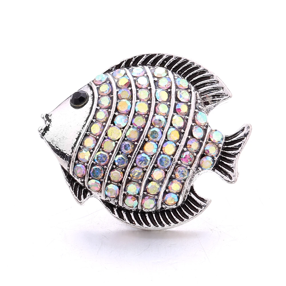 20pcs Snap Jewelry Fish 18mm Metal Snap Buttons Fit DIY Snap Button Bracelet Necklace