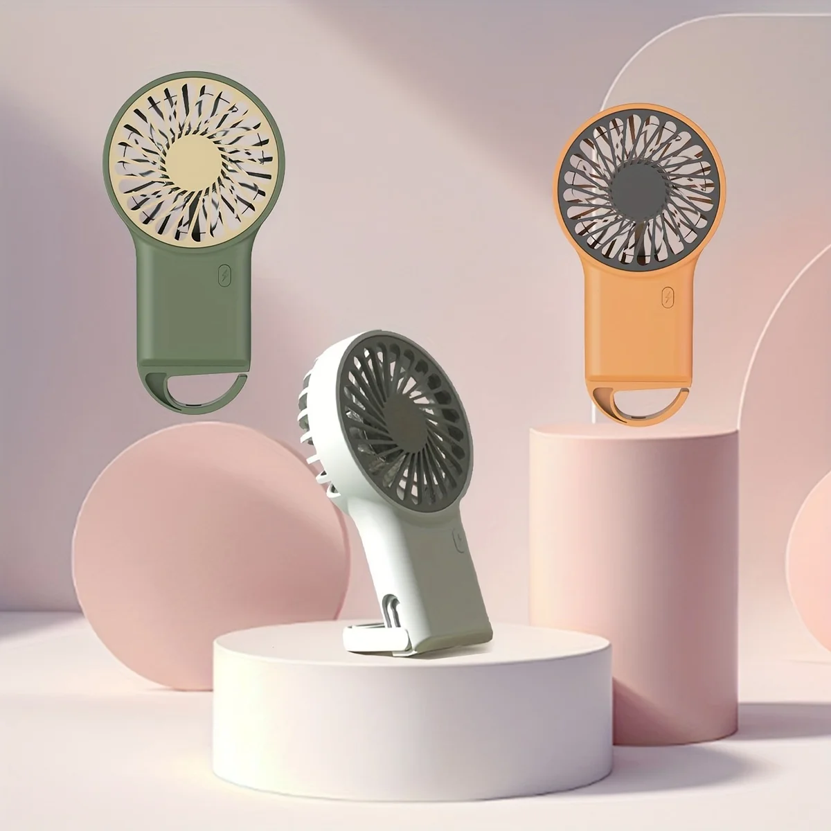 New Mini Portable Fan USB Charging 3-speed Handheld and Desktop Mini Fan with Hanging Function Cartoon Mountaineering Buckle 2