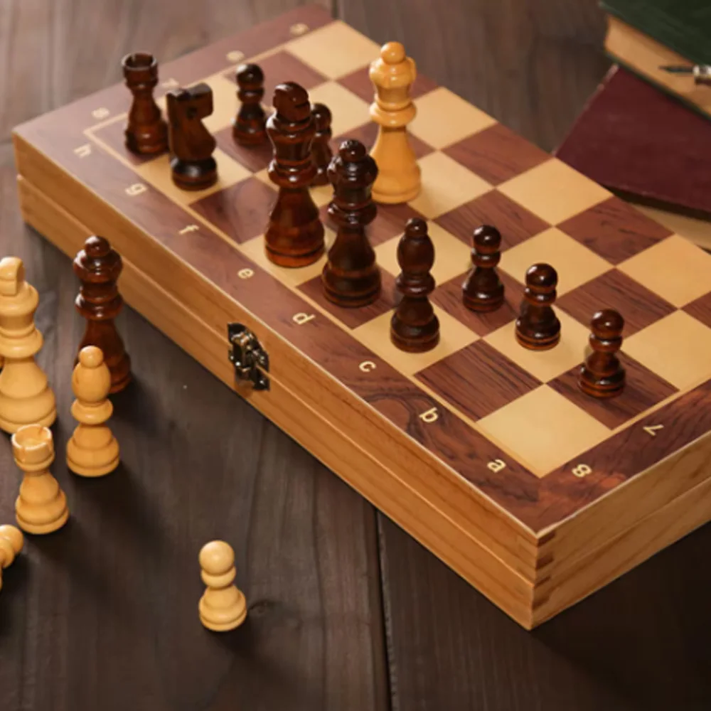 Free Shipping 29x29cm 3 in 1 Chess Chekers Backgammon Developing Strategic Thinking Foldable Chess Board Best Gifts Family Games 2