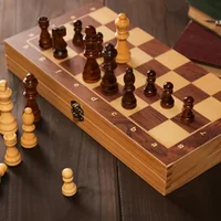 Free Shipping 29x29cm 3 in 1 Chess Chekers Backgammon Developing Strategic Thinking Foldable Chess Board Best Gifts Family Games 2