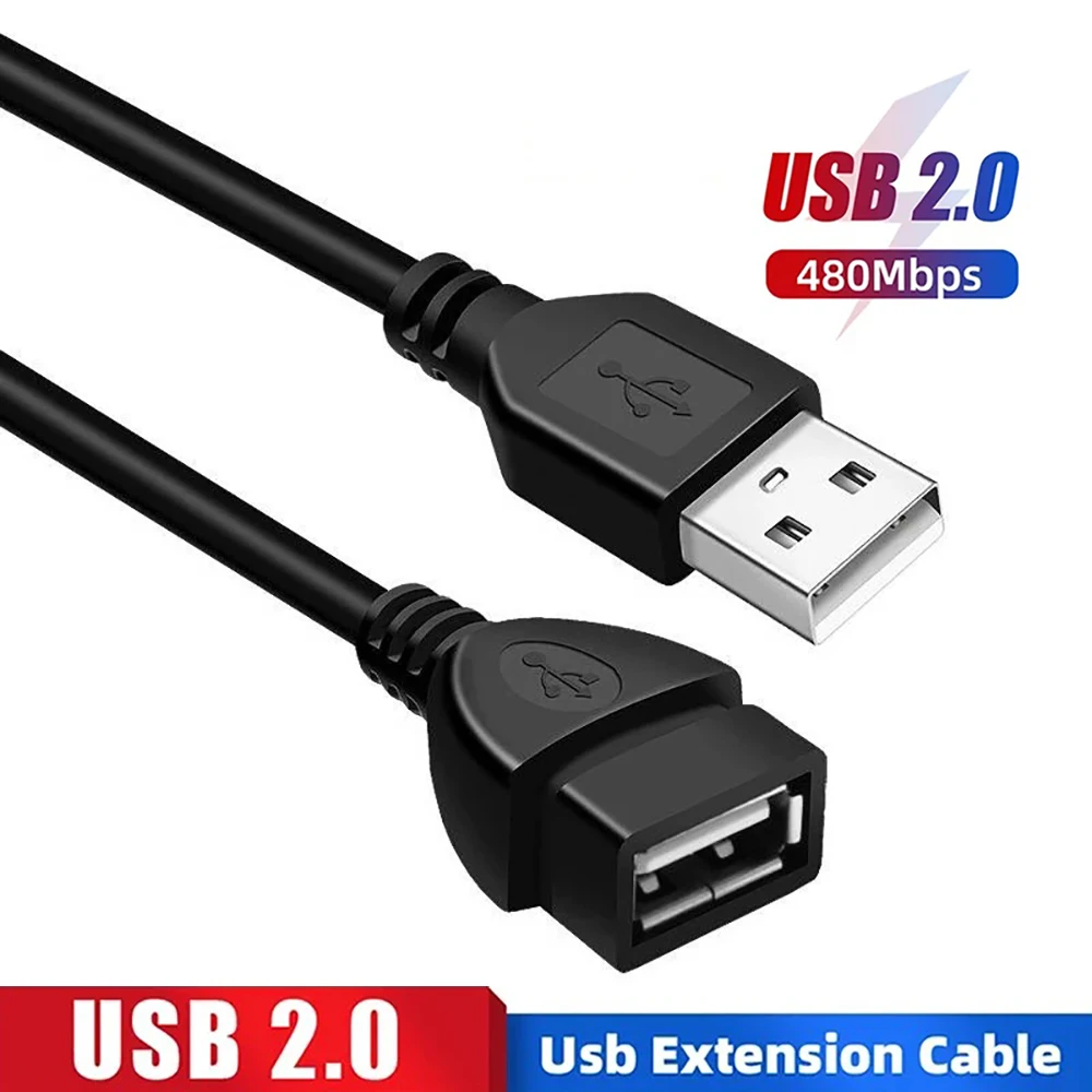 USB Extension Cale Data Cable Male to Female Extender Cable Cord USB 2.0 Data Cord for PC Laptop Keyboard Phone Laptop Smart TV