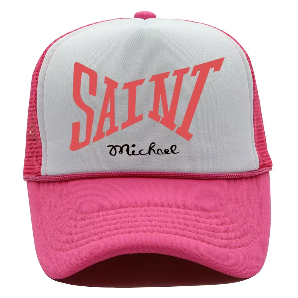 

New American Street Fashion Brand SAINT Printed Baseball Hat Casual Versatile Sunshade Hat Mesh Breathable Truck Hat