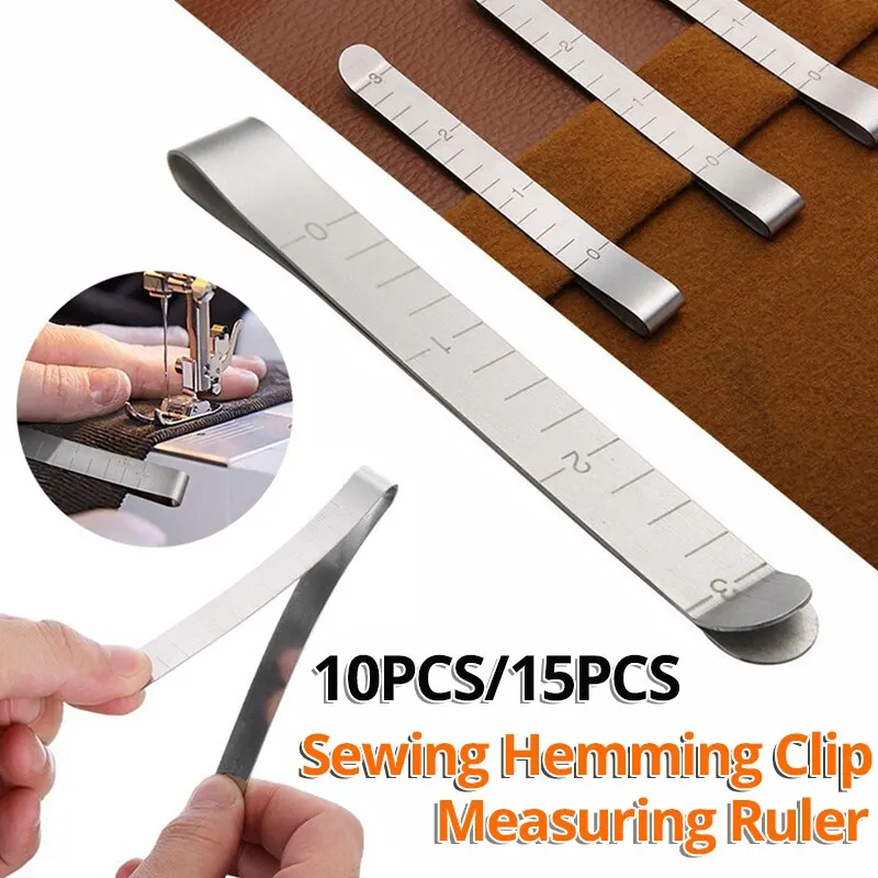 10pcsSewingHemmingClipsStainlessSteelHemmingClipsMetalCrimpingClipFabricMeasuring