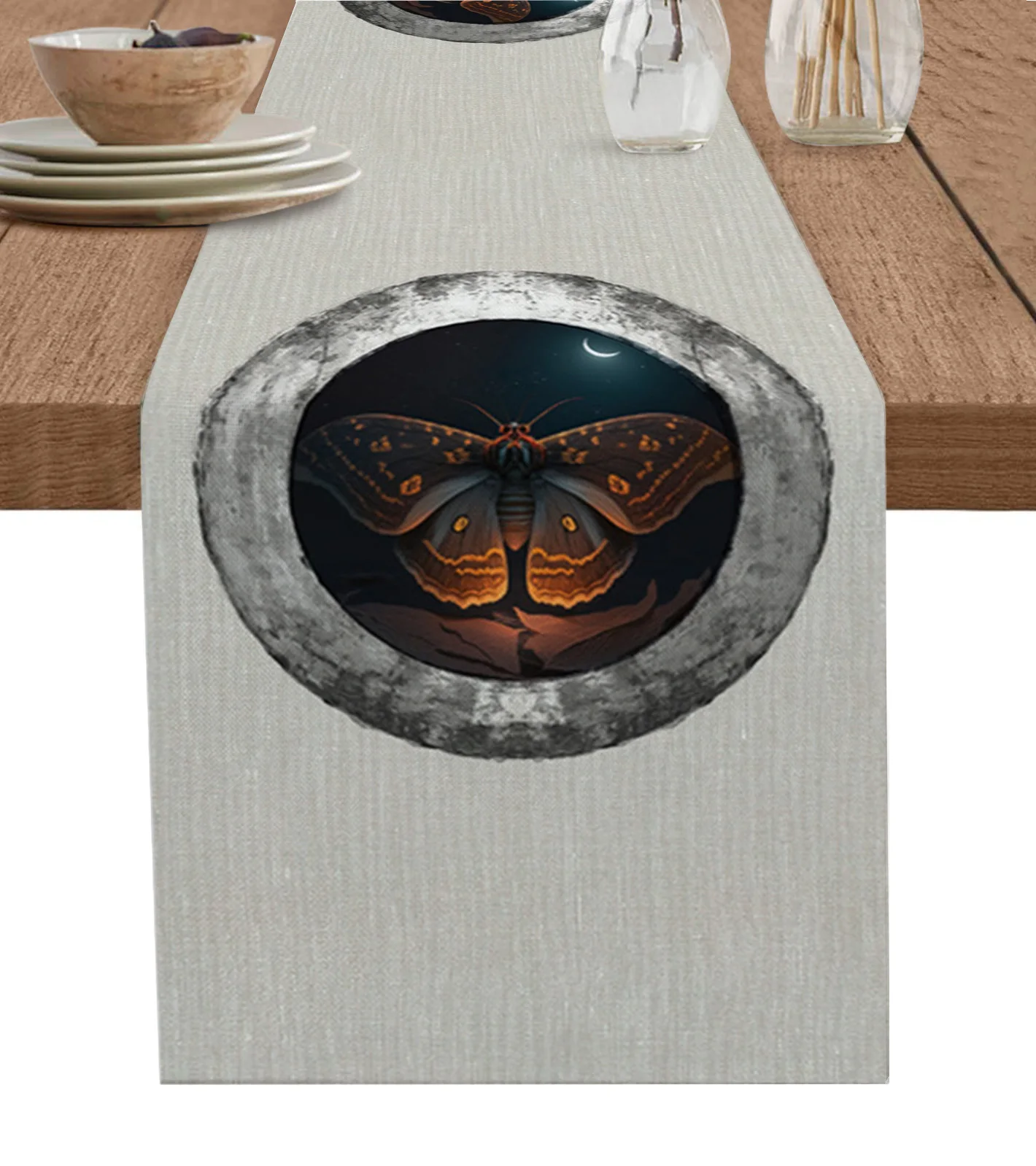 

Moon Fabric Gradual Moth Table Runner Decoration Home Decor Dinner Table Decoration Table Decor