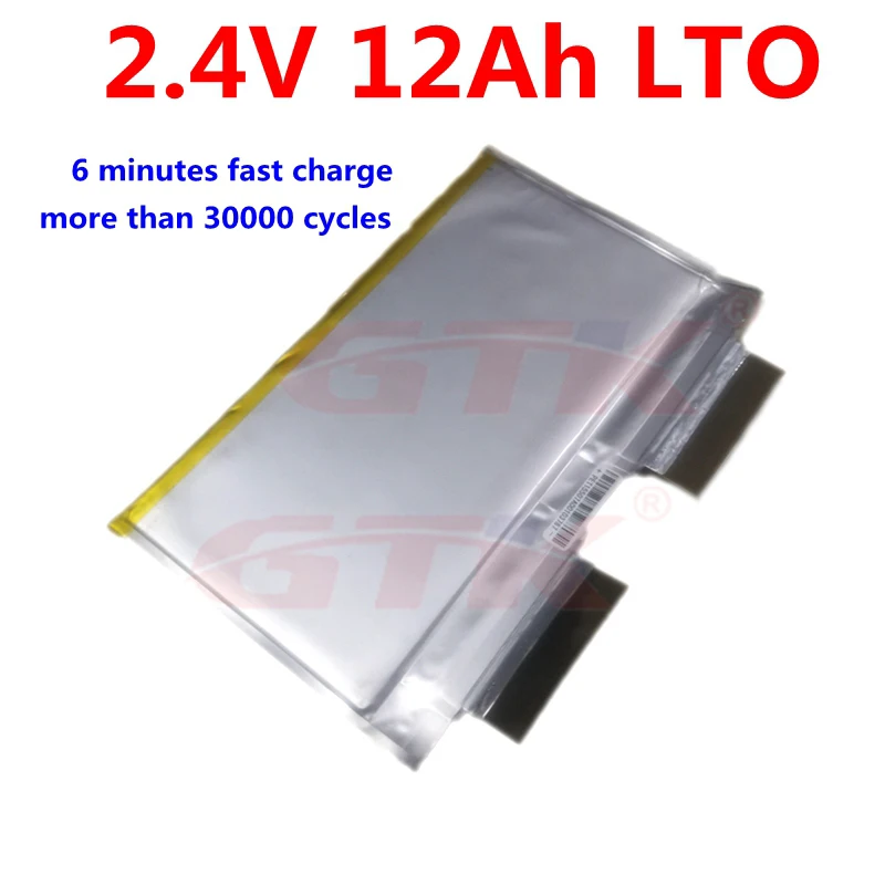 

GTK 20000 cycels LTO 2.4v 12Ah Lithium titanate battery cell 15C discharge for 12v 24V electric bike EV PHEV energy battery