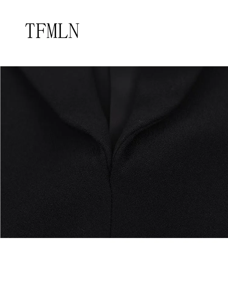 Elegant Lace Patchwork Blazer Dress For Women Chic Causal Notched Long Sleeve Pullover Dress Fashion Office Lady Pockets Dress