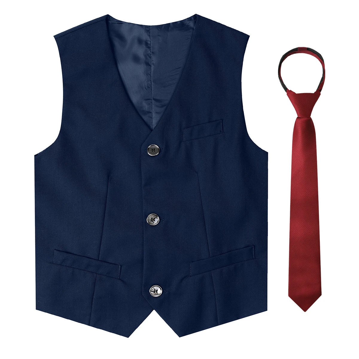 Kids Navy Dress Suit - Black Vest Boys Formal Blazer Toddler Wedding & Party Outfit