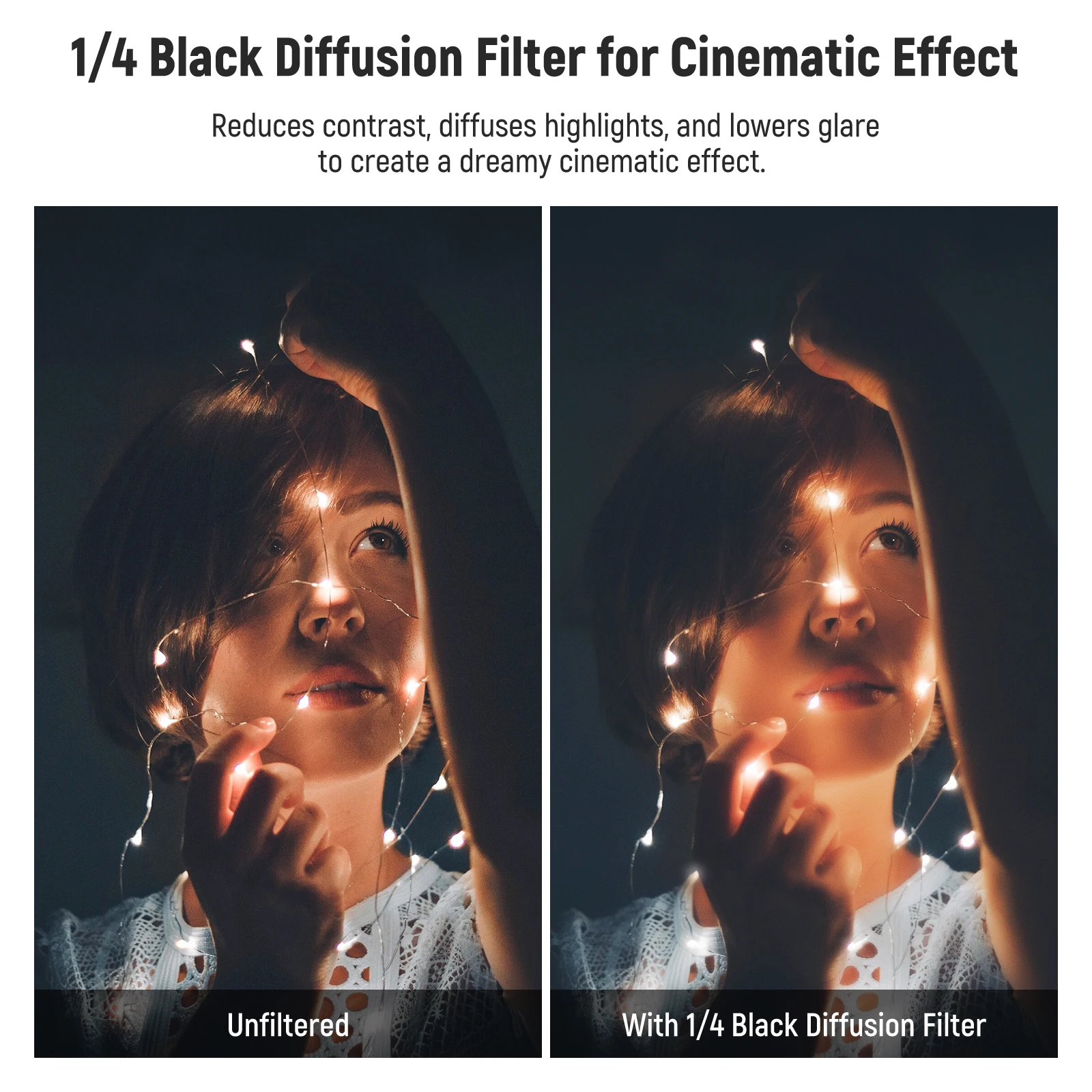 Neewer 1/4 Black Diffusion Mist Dreamy Effect 4"x5.65 Cinema Square Filter with HD Optical Glass For Matte Box Photo Videography 4