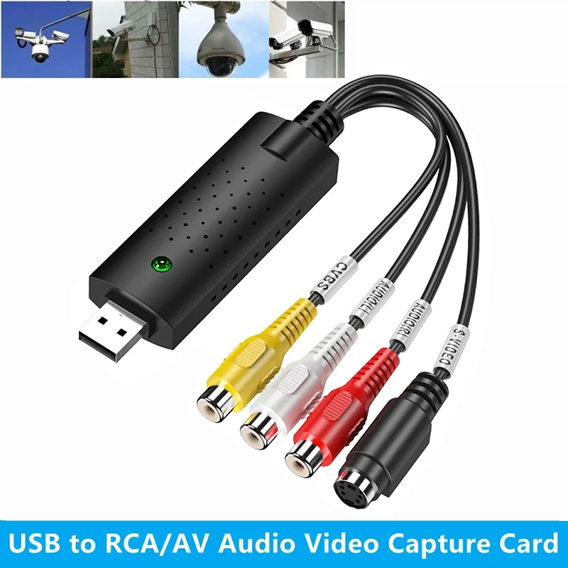 מתאם כרטיס לכידת וידאו אודיו USB עם כבל USB ממיר לכידת וידאו RCA לטלוויזיה DVD VHS