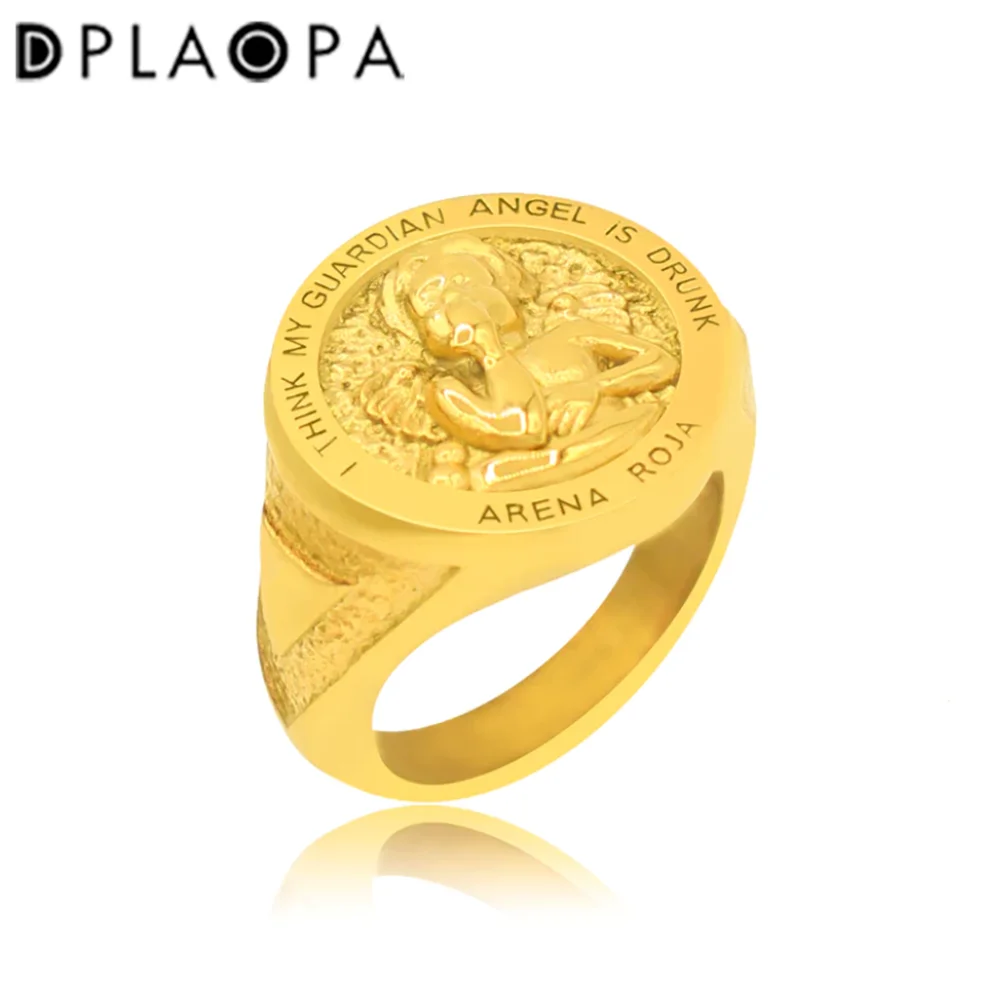 

DPLAOPA 925 Sterling Silver Gold Size I Think My Guardian Angel is Drunk Women Luxury Fine jewelry Big Jewelry