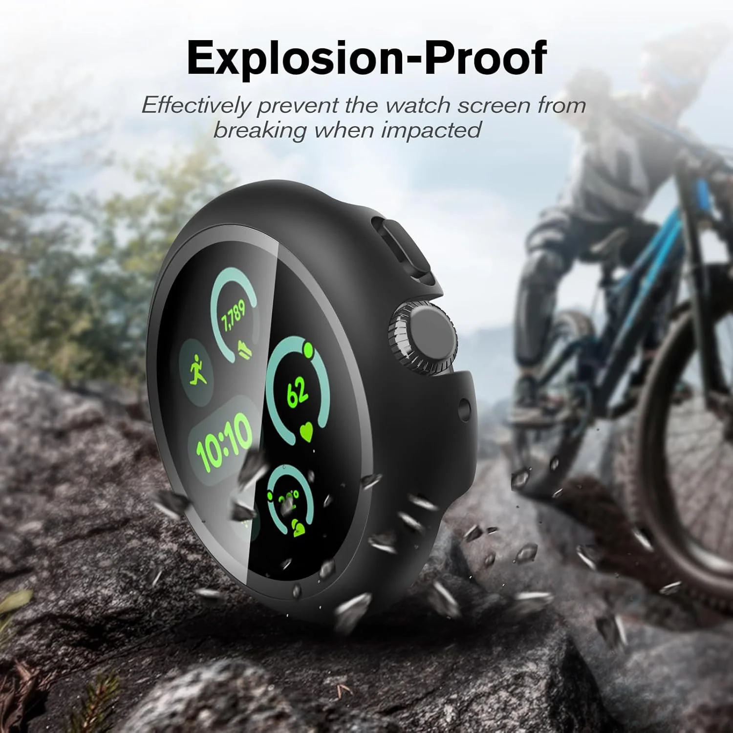 Premium Full Coverage Protective Watch Case with Built-in Tempered Glass and Shockproof Hard PC Bumper