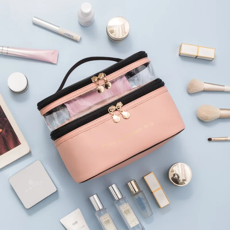 New Women's Large-Capacity Luxury Pu Makeup Bag Portable Cosmetic Pouch  Retro Rhombus Handbag Multifunction Travel Storage Case - AliExpress
