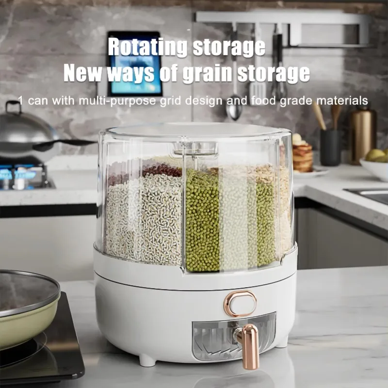 360 degree Household Rice Bucket Grain Storage Box Sealed Insect Moisture Proof Rice Storage Box Rice Tank Food Container 3