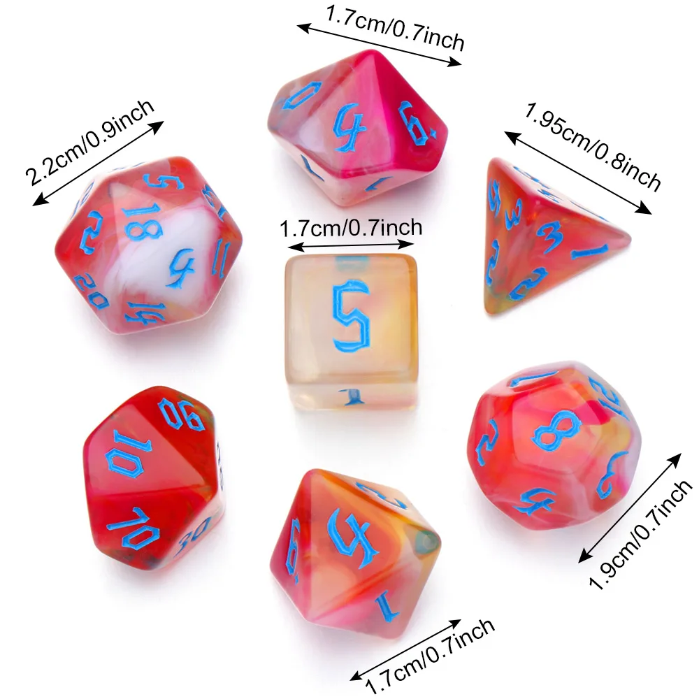 7Pcs/Set Polyhedral Dice Set For TRPG DND Board Card Math Games