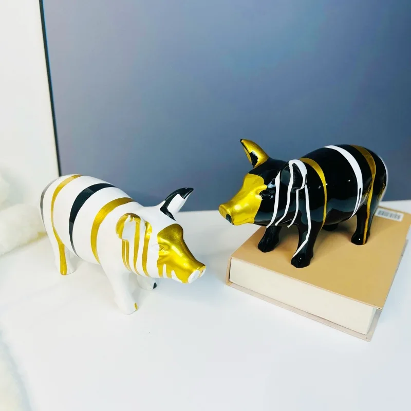 

Colorful and Creative Pig Resin Ornament - Charming Home Decoration for Living Room, Entryway, and TV Cabinet
