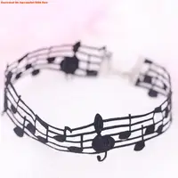 Collier court noir fait à la main avec un design unique de notes musicales, bijoux pour femmes à la mode et aux amateurs de musique 1