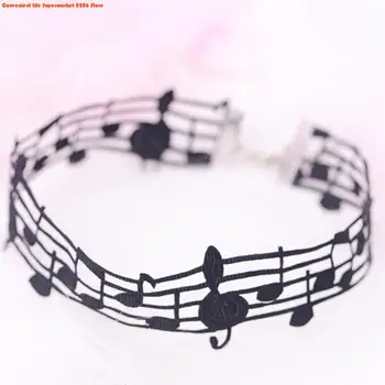 Collier court noir fait à la main avec un design unique de notes musicales, bijoux pour femmes à la mode et aux amateurs de musique