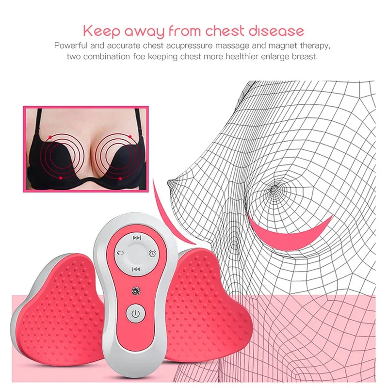 Electric Breast Massage Pads with Magnet Pulse Wireless Vibration Chest Massager Breast Enhancement Instrument Massage Therapy