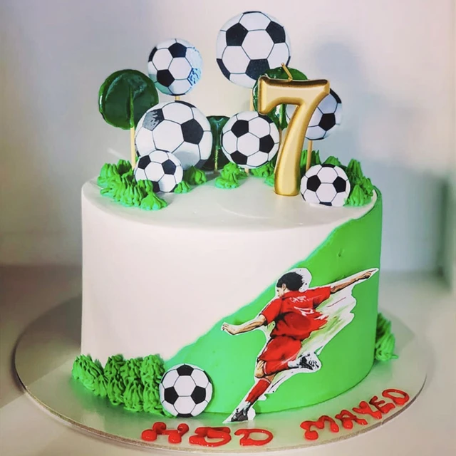 Décoration de gâteau de Football personnalisée avec nom et âge, pour les  Fans de Football, pour fête d'anniversaire - AliExpress