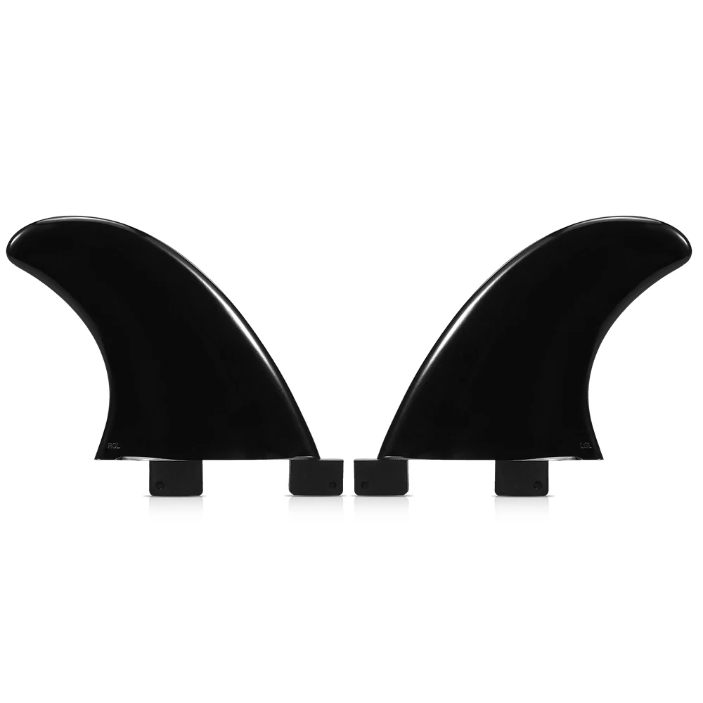 2 PCS GL Surfboard Fins Black/White Nylon Plastic Twin Tab Base Side