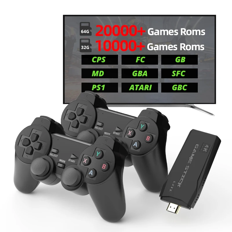 Video game console DATA FROG retro 2.4G wireless console game stick 4k 10000/20000 games portable for TV