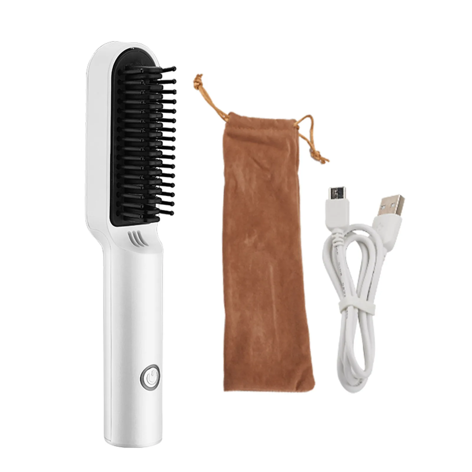 Professional Hair Straightener Brush Hair Comb Wireless Rechargable Straightener & Curler 2 in 1 Brush USB 2500mAh