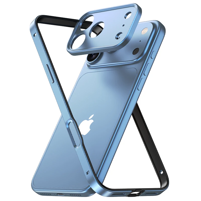 Sleek Aluminum Hybrid Silicone Bumper Phone Case with Metal Lens Protection and Shockproof Design