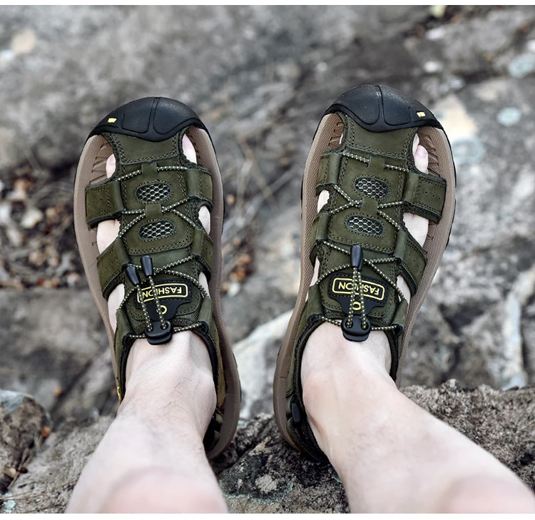Protectcamel Genuine Leather Sandals Men Outdoor Sports - Uniqwear