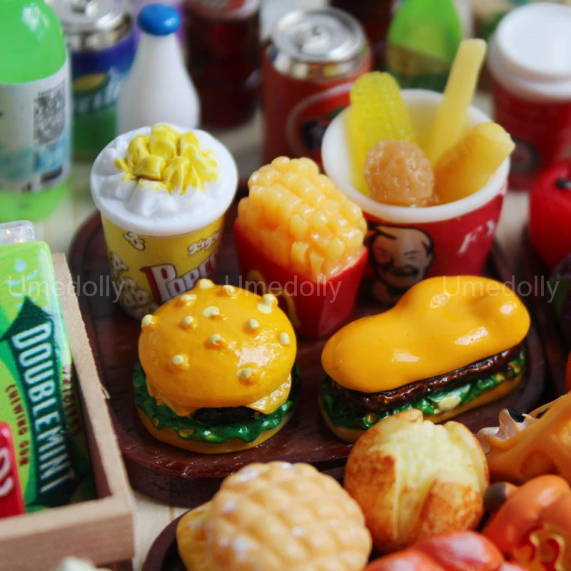 Em promoção! Miniatura Casa De Bonecas De Alimentos De Um Supermercado Mini  Lanche De Simulação De Bolo De Bebida De Vinho Pão Mini Café Da Manhã Jogo  De Comida Da Cozinha Accessorie