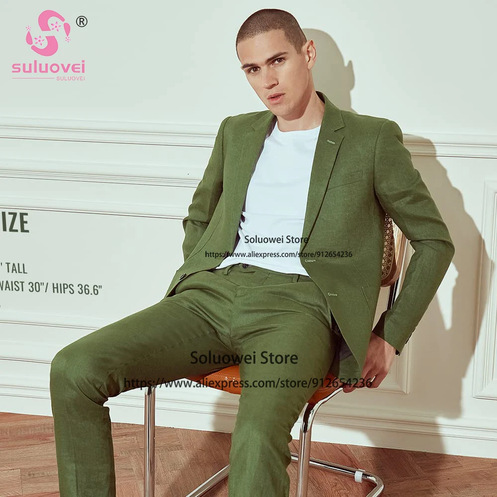 Fashion Solid Slim Fit Suits For Men Premium Stretch 2 Piece Jacket Pants Set Groom Wedding Tuxedos Trajes Elegantes Para Hombre