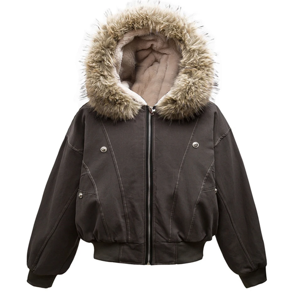 Winter Jackets Fur Collar Parkas Coat Men Vintage Thicken Fleece Warm Jackets Streetwear Harajuku Hip Hop Padded Jackets Outwear 3