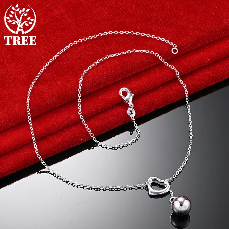 

ALITREE 925 Sterling Silver Necklace For Woman Romantic Heart Bead Pendant Chain Party Wedding Accessories Fashion Jewelry