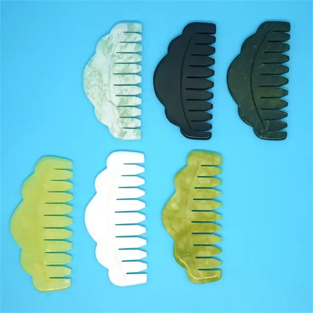 2/1pc Jade Comb Female Head Care Massage Smooth Green Phoenix Jade Horn Comb Massage Comb