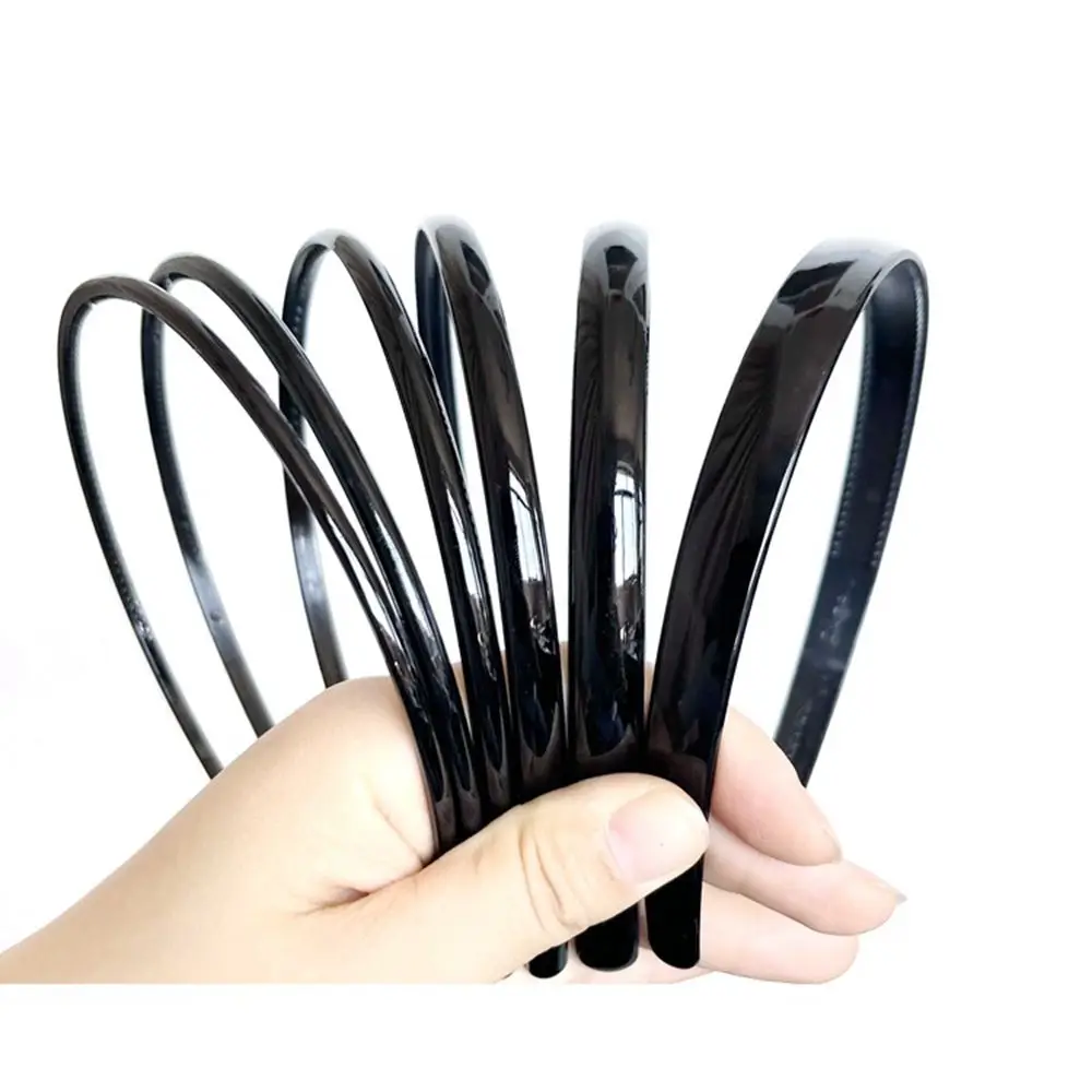 Black Plastic Narrow Thin Plain Hair band Headband 4-15mm With Teeth 10