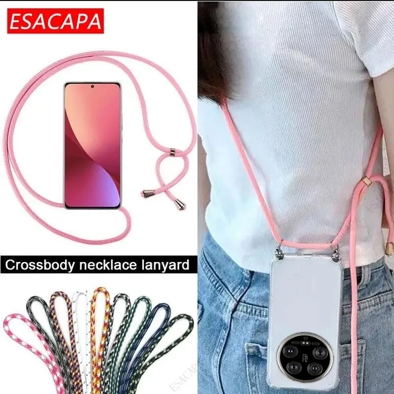 Lanyard Neck Strap Cord Rope Transparent Soft TPU Shockproof Phone Case