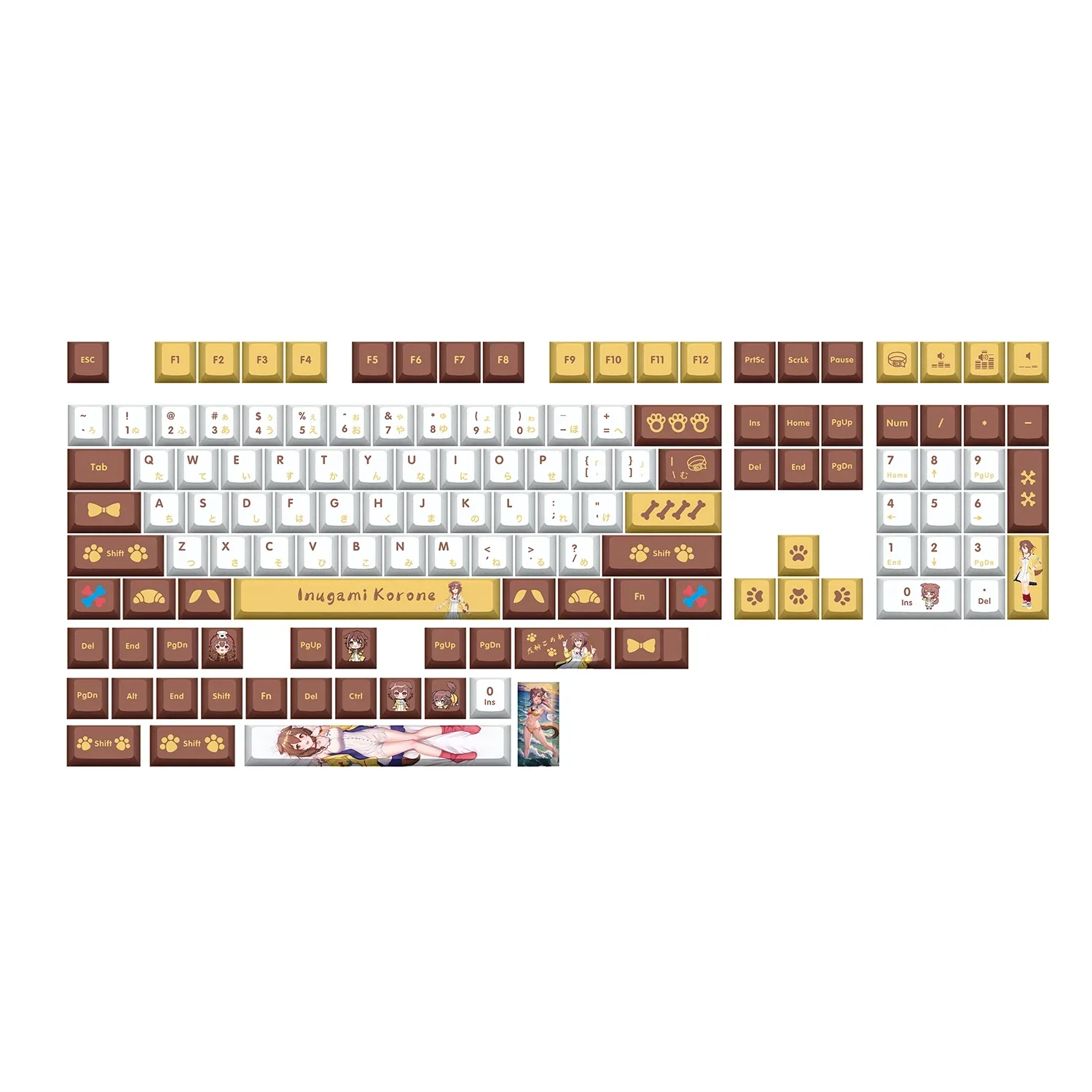 Anime Keycaps para Teclado Mecânico Inugami Korone Vtuber Hololive Key Cover Pbt Dye Sub Cherry mx Switch 132 - Imagem 4