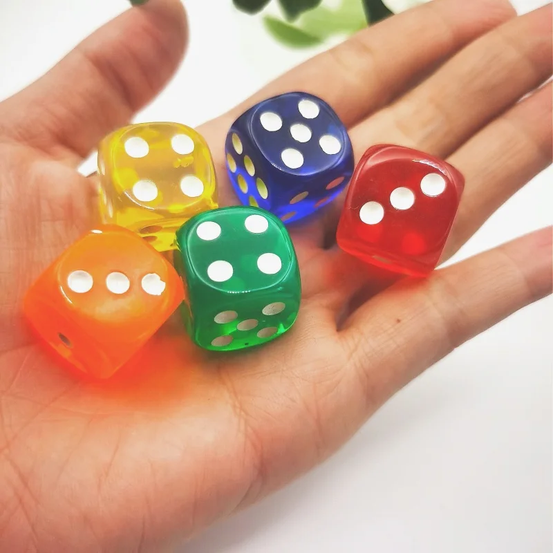 Game Dice Dice Set Acrylic Dice 5Pcs/set 19mm Game Dices 6 Faces Round Corner Acrylic Cube Dice Family Game Dice Spanish For Fun Pub Toy