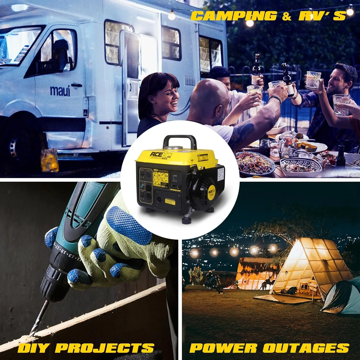 1,200W Gas-Powered Generator, Portable Generator Camping Ultralight, EPA & CARB Compliant