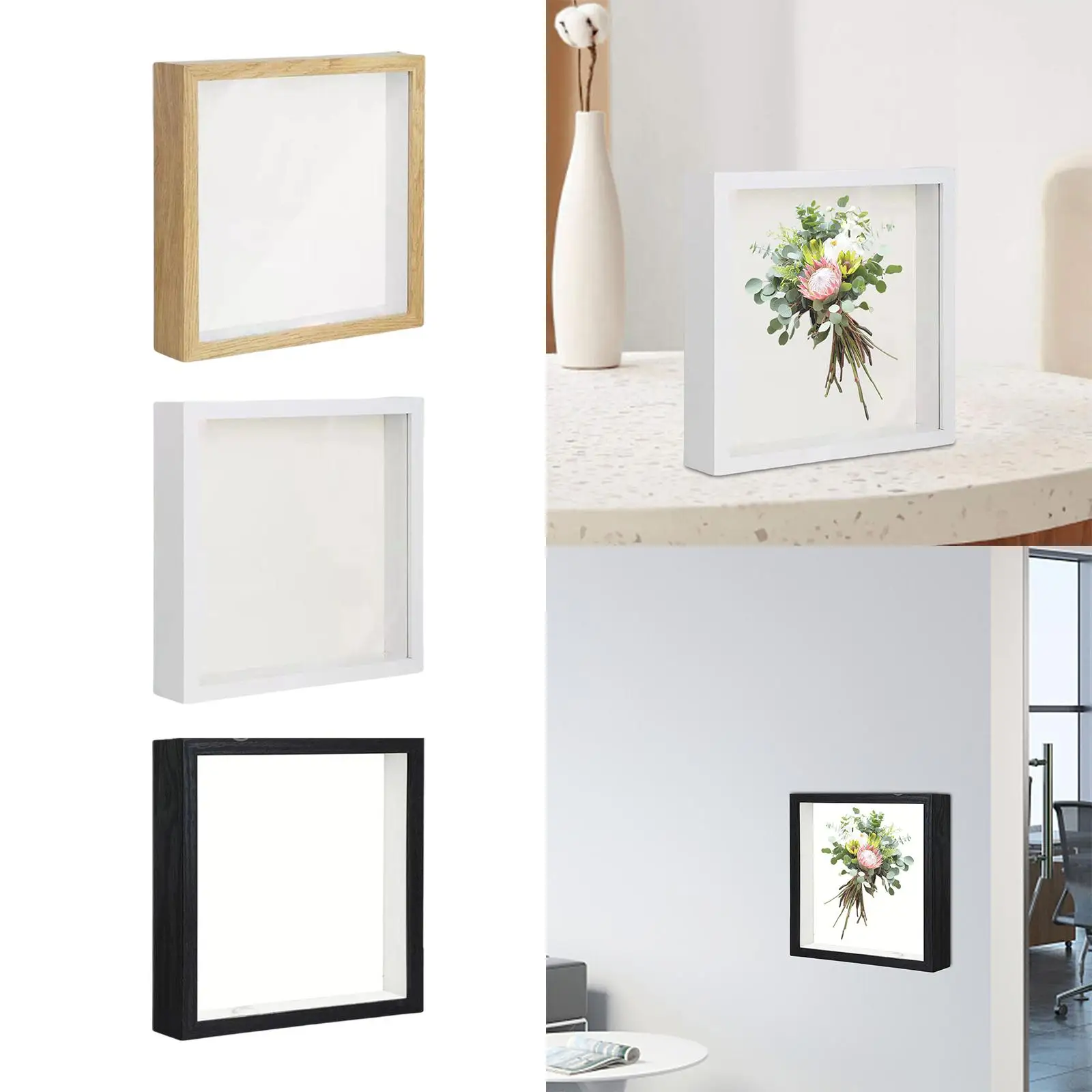 Picture Frame for Dried Flowers Deep Table Decoration Shadow Box Picture Frame for Art