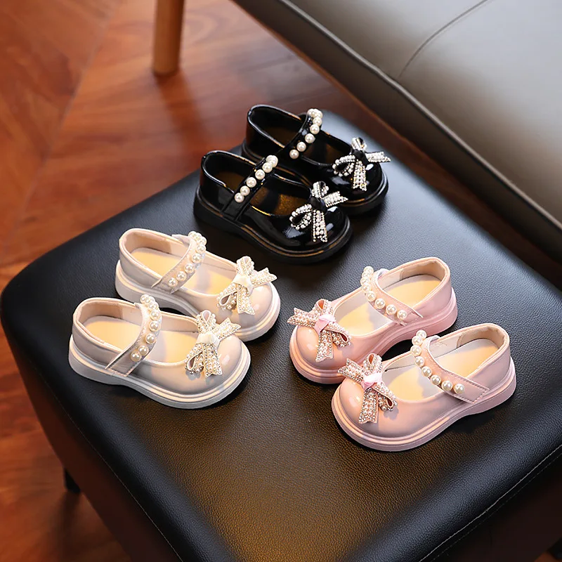 Kids Flat Shoes Children's Dress Shoes School Girls Princess PU Leather