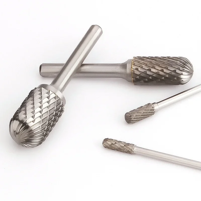 1PC Tungsten Carbide Rotary File Burr Style C Ball Nose Cylinder 6mm 1/4 Shank Mould Carving Tools Single Cut Milling Cutter