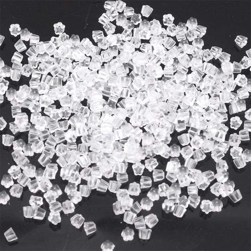 200/500 stücke Blume Pflaumen form klar weich Silikon Gummi Ohrring Rücken Stecker Kappe Haken Stopper Ohr pfosten DIY Schmuck Zubehör – Detail 2