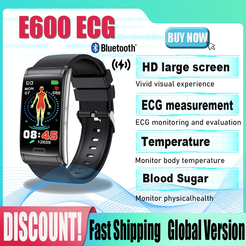 

Smart Watch E600 Health Heart Rate Blood Pressure Blood Oxygen Non-Invasive Blood Glucose And Temperature Monitoring Waterproof