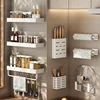 Kitchen rack spices pepper wall-mounted punch-free cabinet storage rack 2