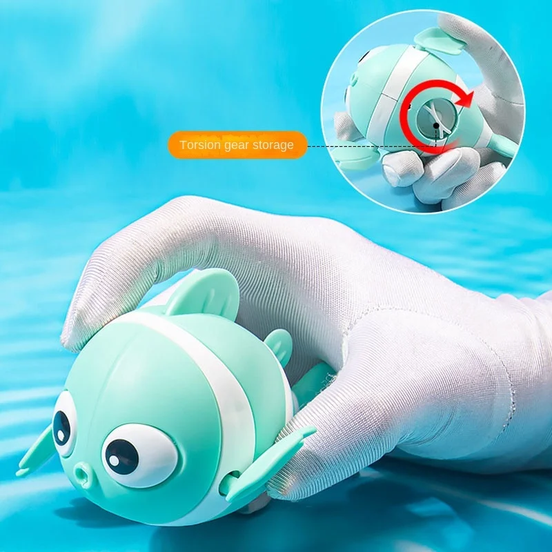 Bath Toys Cute Swimming Clown Fish Cartoon Animal Floating Wind Up Toys Shower Water Game Classic Clockwork Toys For Kids 4