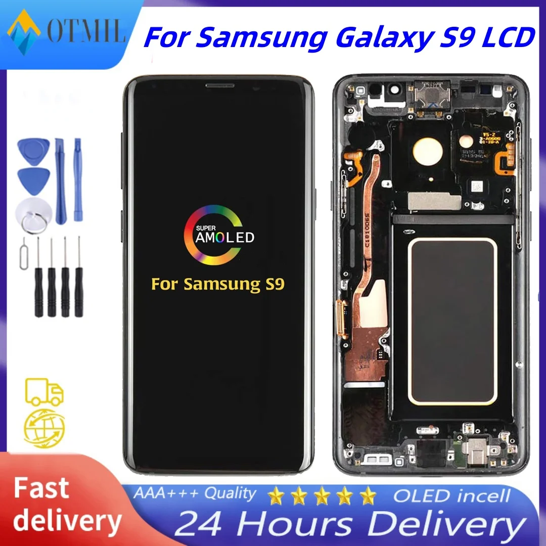 Протестированный дисплей для Samsung Galaxy S9, ЖК-дисплей с дигитайзером, сенсорный экран в сборе, SM-G960FD S9 G960, ЖК-дисплей с заменой рамки