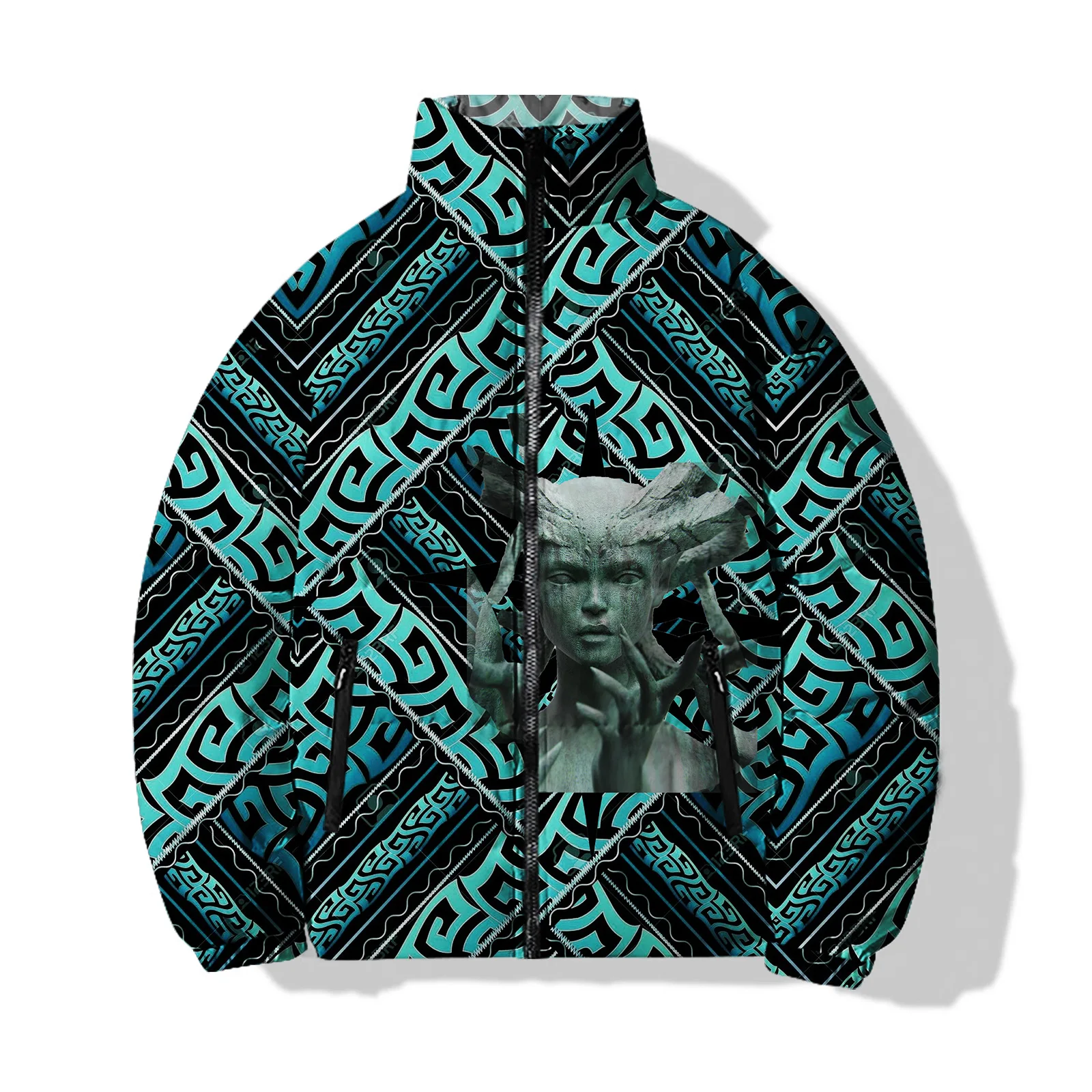 thumbnail image 1 of Abrigos para hombre con estampado de esculturas de arte personalizadas y de moda Ropa para hombre moderna y versátil Abrigo cómodo y cálido, 1 of 5