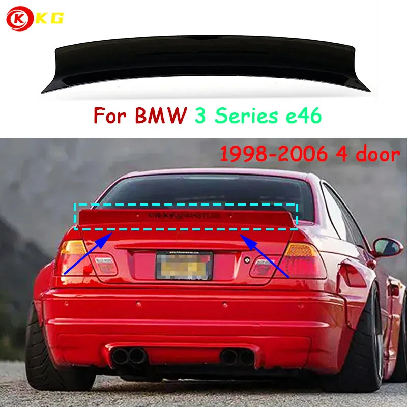 

316i 318 320i 328i автомобильные запчасти из углеродного волокна для заднего крыла, подходят для BMW 3 серии E46, черные/Углеродные Спойлеры с 1998 по 2006